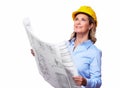 Architect woman with a plan. Royalty Free Stock Photo