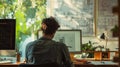 Architect at work at his desk in studio