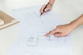 Architect working on blueprint, Engineer meeting working with pa Royalty Free Stock Photo