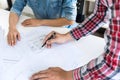 Architect working on blueprint, Engineer meeting working with pa Royalty Free Stock Photo