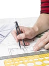 Architect working on a bluprint Royalty Free Stock Photo