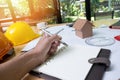 An architect working desk with copy space Royalty Free Stock Photo