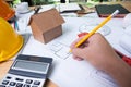 An architect working desk with copy space Royalty Free Stock Photo