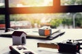 An architect working desk with copy space Royalty Free Stock Photo