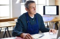 Architect working on drawing table in office Royalty Free Stock Photo