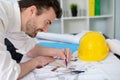 Architect working on his projects Royalty Free Stock Photo