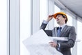 Architector in hardhat Royalty Free Stock Photo