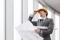 Architector in hardhat Royalty Free Stock Photo