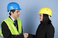 Architects conversation and shaking hands Royalty Free Stock Photo