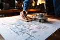 Architects and designers collaborate, crafting business architecture, blueprint precision