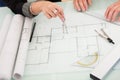 Architects discussing blueprints Royalty Free Stock Photo