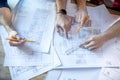 Architects discussing blueprints Royalty Free Stock Photo