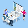 Architects in office looking at construction project Isometric Concept. Professional Architects and Designers Working Royalty Free Stock Photo