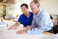 Architects Studying Plans In Modern Office Together Royalty Free Stock Photo