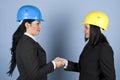 Architects women shaking hands Royalty Free Stock Photo