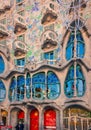 Architectura of old city Barcelona by voyagers Royalty Free Stock Photo