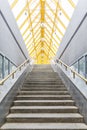 Architectural abstract and perspective view, metal structures with glass roof and stairs Royalty Free Stock Photo