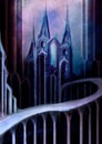 Architectural abstraction, fairytale background, magic, mystical castle