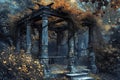 Architectural Ancient pergola. Generate Ai