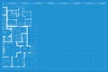 Architectural background. Blue print of building. Technical draw. Royalty Free Stock Photo