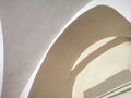 Architectural background. Modern white concrete arched ceiling in perspective. semicircular shape