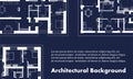 Architectural background. Part of architectural project, architectural plan of a residential building. Blue and white vector Royalty Free Stock Photo