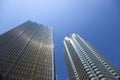 Architectural background - skyscraper windows, modern building concept. glass and metal, geometric shapes. Royalty Free Stock Photo