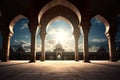 architectural beauty of arches with the serene and majestic view of the sunrise.