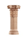 Architectural beige column Ionic order isolated on transparent png background. Generative ai Royalty Free Stock Photo