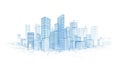 Blueprint Cityscape - Architectural Wireframe of Modern Skyscrapers Royalty Free Stock Photo