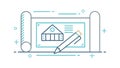 Architectural Blueprint Drawing and Pencil, vector design Generative AI Royalty Free Stock Photo