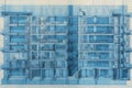 architectural blueprint of high-rise building, with details of each floor and room visible Royalty Free Stock Photo