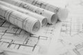 Architectural Blueprint Plans Royalty Free Stock Photo