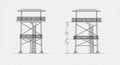 Architectural blueprint of a two-level observation tower. Features include a rectangular Royalty Free Stock Photo