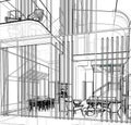 Architectural sketch drawing