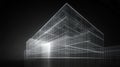 Modern Architecture Wireframe on Black Background Royalty Free Stock Photo