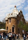 Architectural building with tourists in the Park GÃÂ¼ell, located on Carmel Hill in Barcelona, Catalonia, Spain