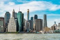 architectural cityscape in new york city. skyscraper skyline of manhattan. new york downtown architecture. skyscraper of Royalty Free Stock Photo