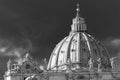 Architectural close up of the Dome of Saint Peter Basilica