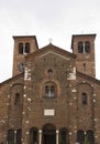 Architectural close up of the facade of San Sepolcro church