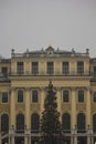 Architectural close up of the facade of Schonbrunn Palace in Vienna