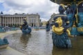 Close view of the Fontaine des Mers fountain on the Concorde Place in Paris