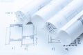 Architectural construction plans Royalty Free Stock Photo