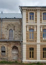 Architectural contrast junction of old and new buildings Royalty Free Stock Photo