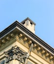 Architectural Corner Detail of Classical Building Against Blue Sky Royalty Free Stock Photo