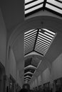 Architectural Corridor with Arched Skylights in Black and White Royalty Free Stock Photo