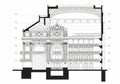 Architectural cross-section of a neoclassical theater. Prominent features include a grand proscenium Royalty Free Stock Photo