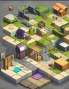 Architectural 3d Isometric House Blocks Royalty Free Stock Photo