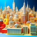 Architectural 3D model of the center of a large city