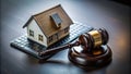 Architectural Design Legal Consultation A LowLight Study of a House Model Keyboard and Gavel